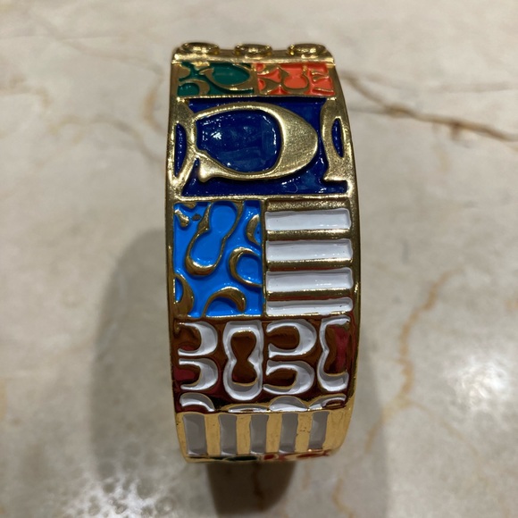 Coach gold and multicolored bangle bracelet